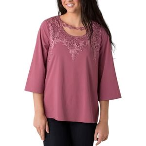 BKE Boutique Roan Rouge Lace Applique Cutout Blouse Size XS